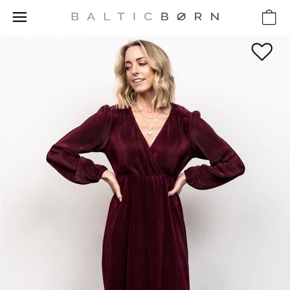 Baltic Born Venus Pleated Maxi Dress Burgundy